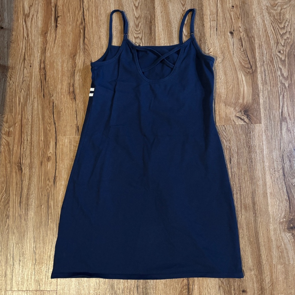 Navy Blue Tank Dress with White Stripes - Picture 2 of 5